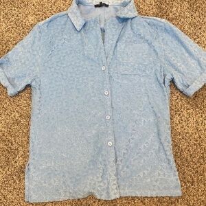 7 for all mankind Baby blue Terry cloth button down medium